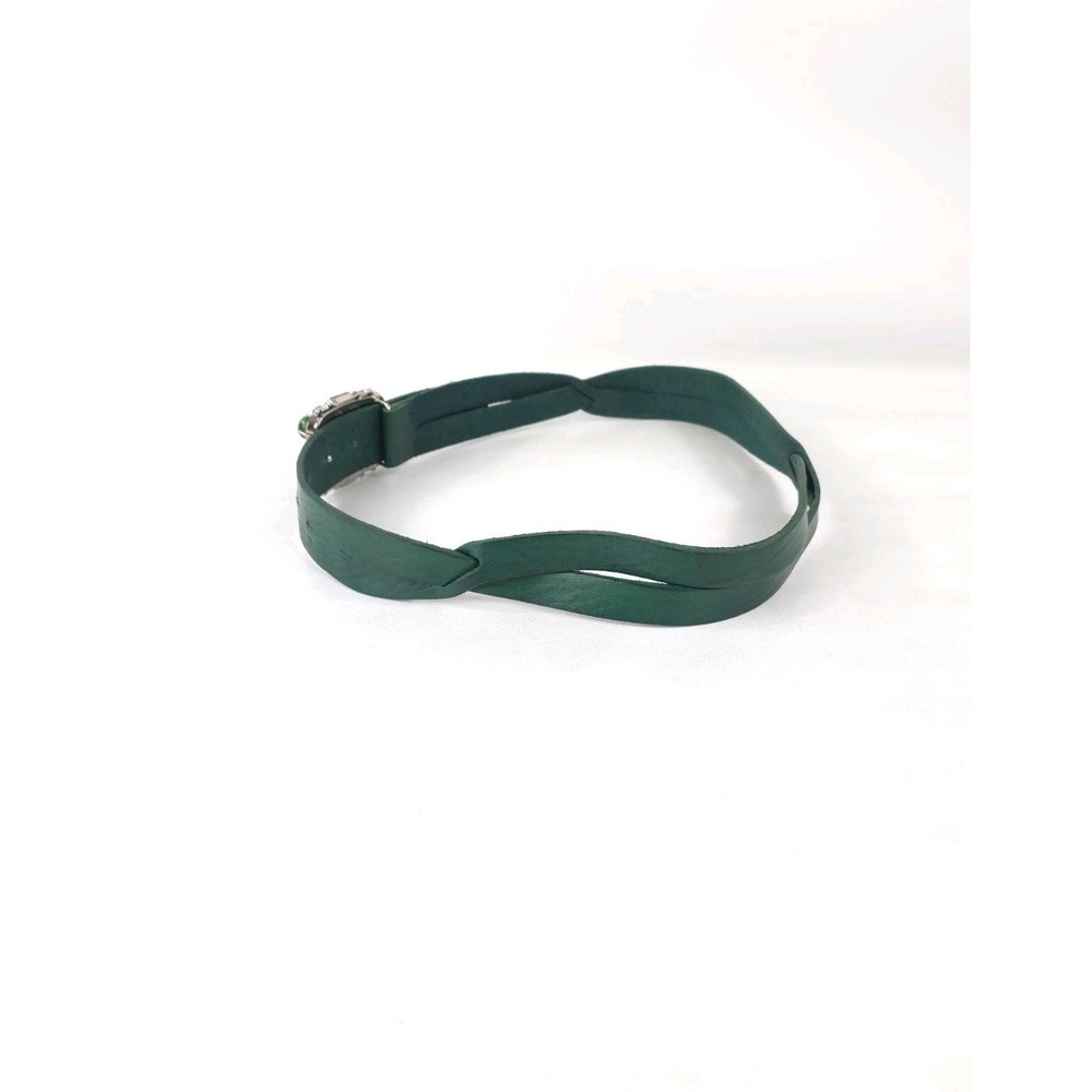 Claudio Orciani Size 80 Green Genuine Leather Crystal / Gems Belt Made In Italy - Picture 3 of 7